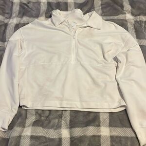 White All In Motion Cropped Collared Quarter Zip